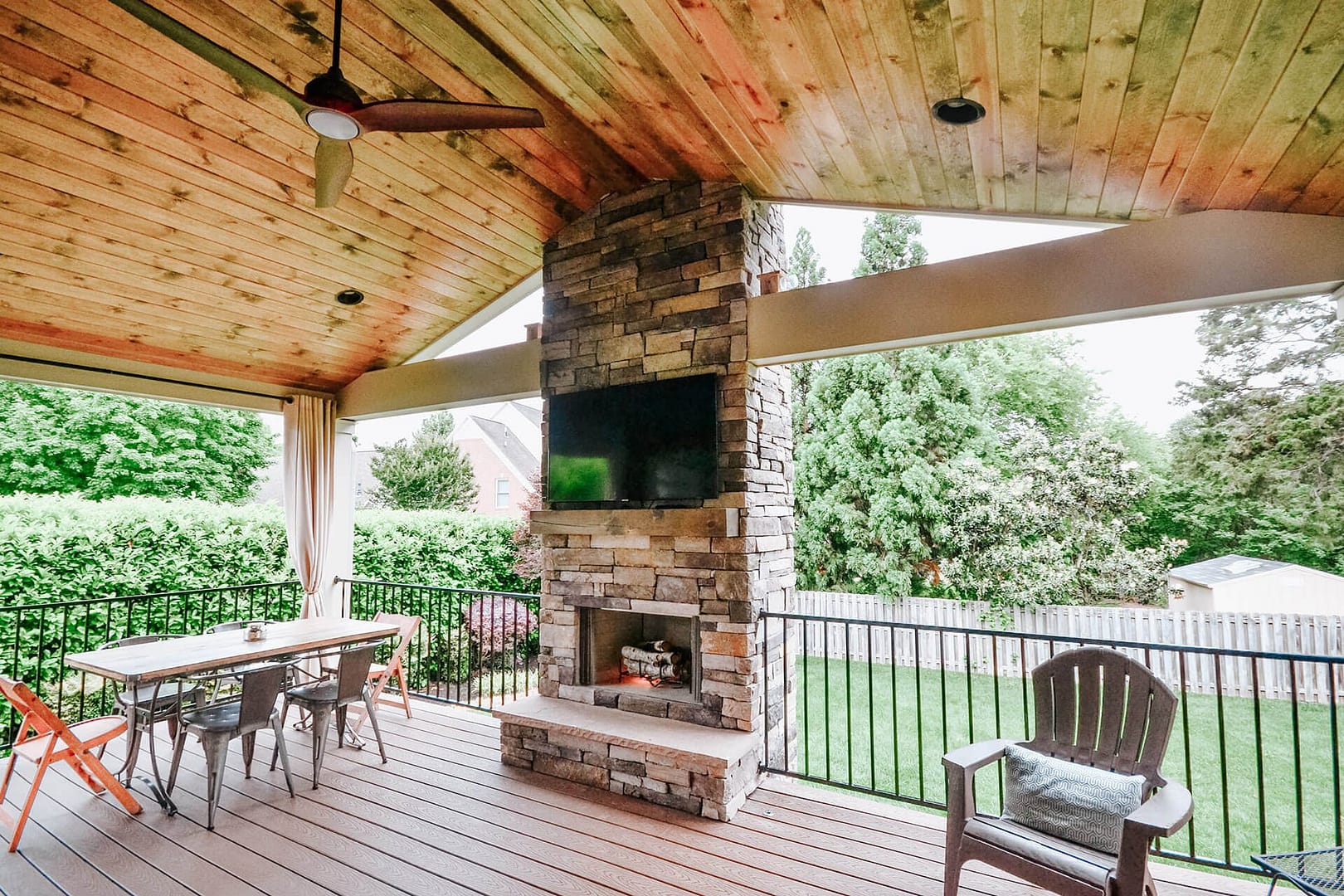Cozy Outdoor Living: Covered Deck With Fireplace Extends Living Space For  Westmoreland Family - McCamy Construction | McCamy Construction, image size:1620x1080